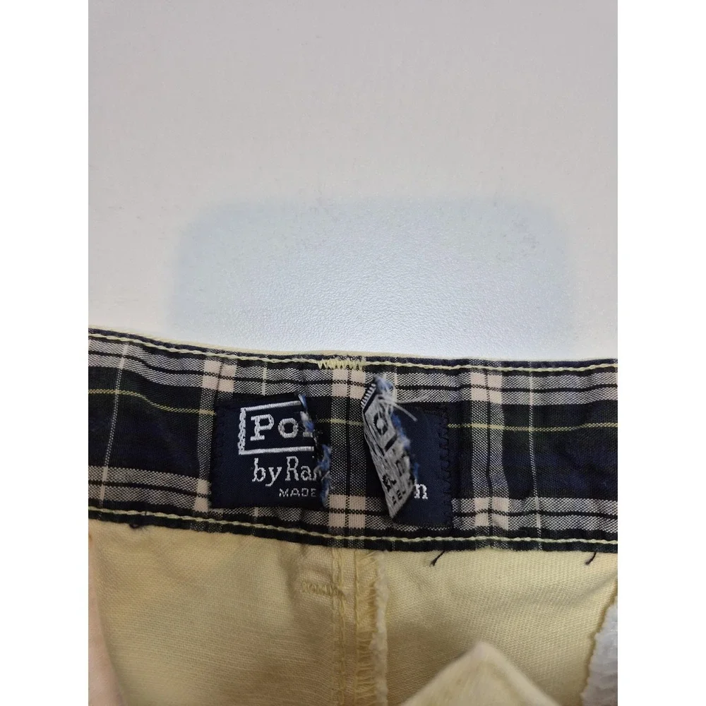 Polo Ralph Lauren Classic Golf Pants Mens 34x28 Yellow Pleated Chino USA FLAW